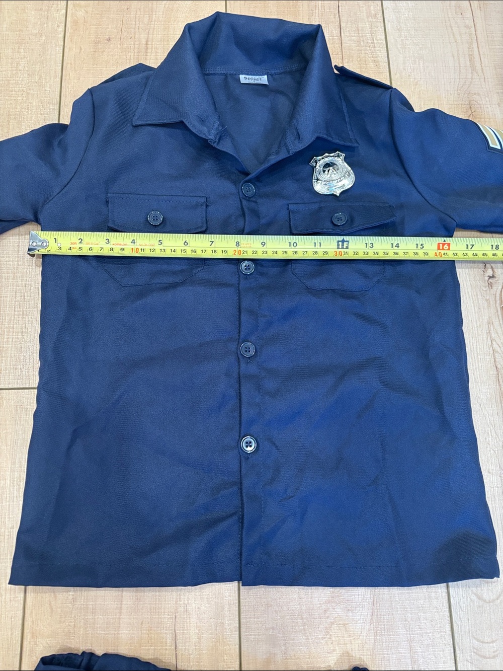 Spirit Deluxe Police Officer Costume - Navy Blue with Yellow Stripe - Picture 11 of 12